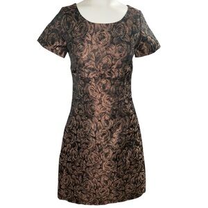 Helene Bernan London Black Bronze Brocade Dress NWT Size XS